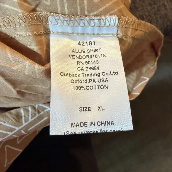 Outback Trading Company XL Womens Aztec Western Snap Shirt in Tan/Brown Color - Picture 5 of 7